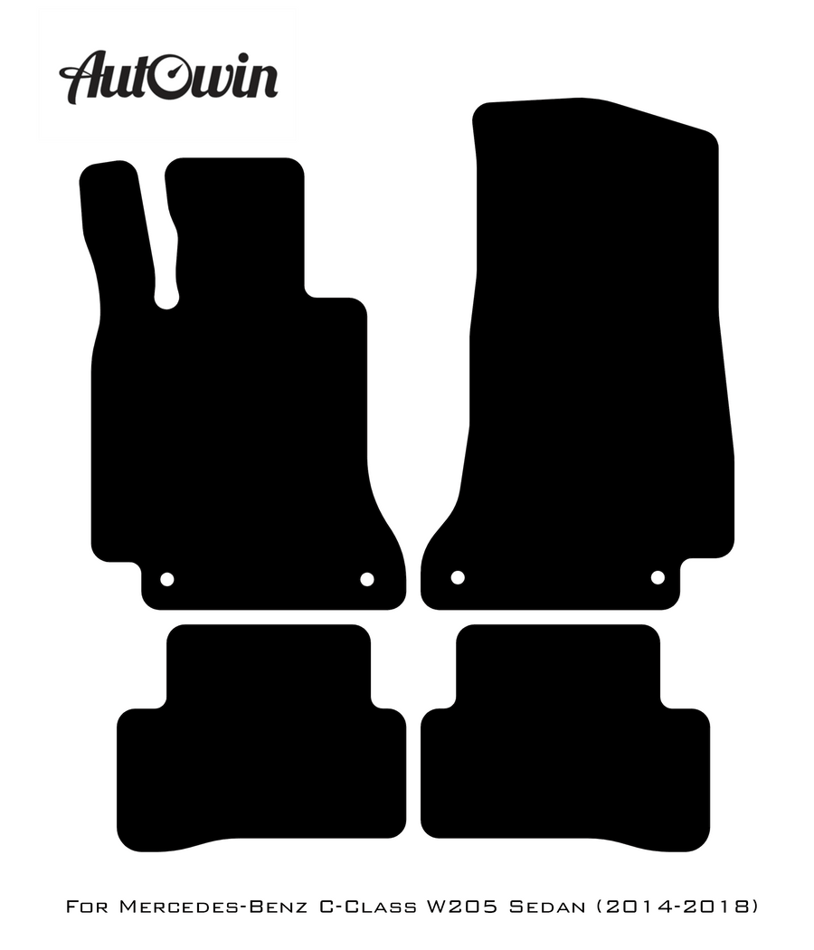 Black Luxury Floor Mats For Mercedes Benz C-Class W205 Sedan (2014-2018) | ER56 Design - AutoWin