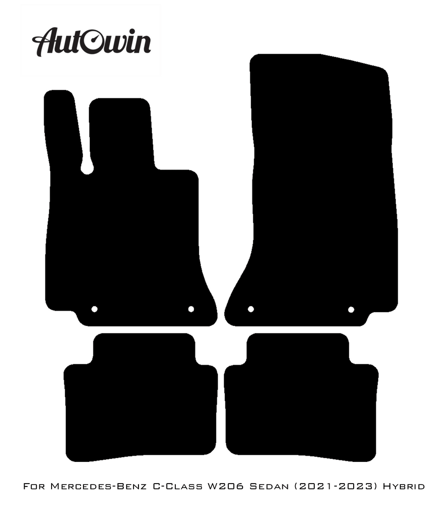 Black Luxury Floor Mats For Mercedes Benz C-Class W206 Sedan (2021-2023) Hybrid| ER56 Design - AutoWin