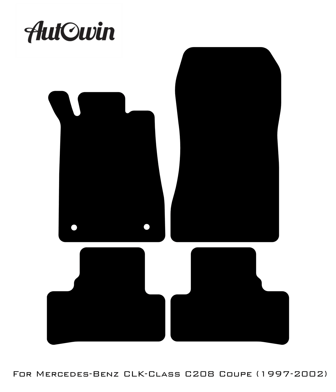 Black Luxury Floor Mats For Mercedes Benz CLK-Class C208 Coupe (1997-2002) | ER56 Design - AutoWin