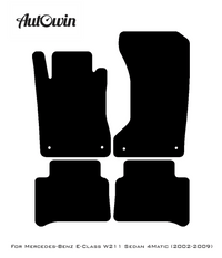 Black Luxury Floor Mats For Mercedes Benz E-Class W211 Sedan 4Matic (2002-2009) | ER56 Design - AutoWin