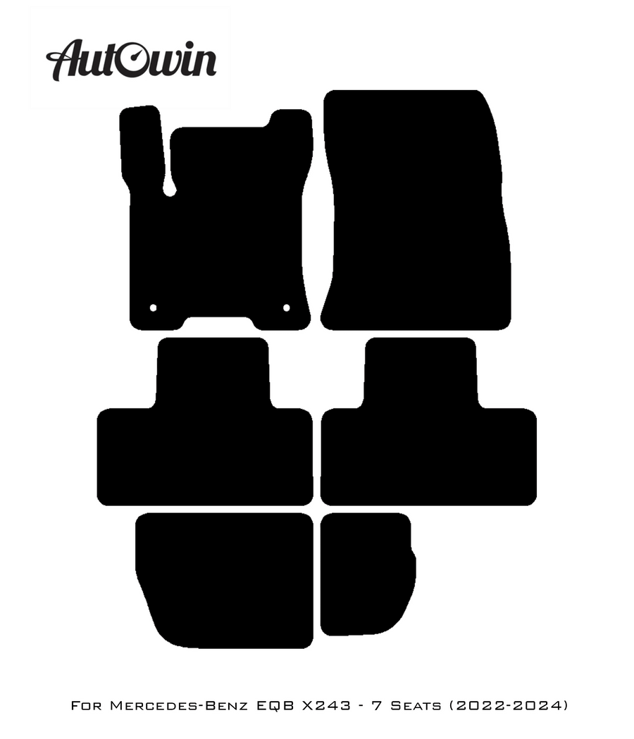 Black Luxury Floor Mats For Mercedes Benz EQB-Class X243 (2022-2024) | ER56 Design - AutoWin