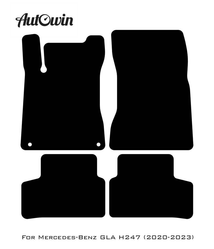 Black Luxury Floor Mats For Mercedes Benz GLA-Class H247 (2020-2023) | ER56 Design - AutoWin