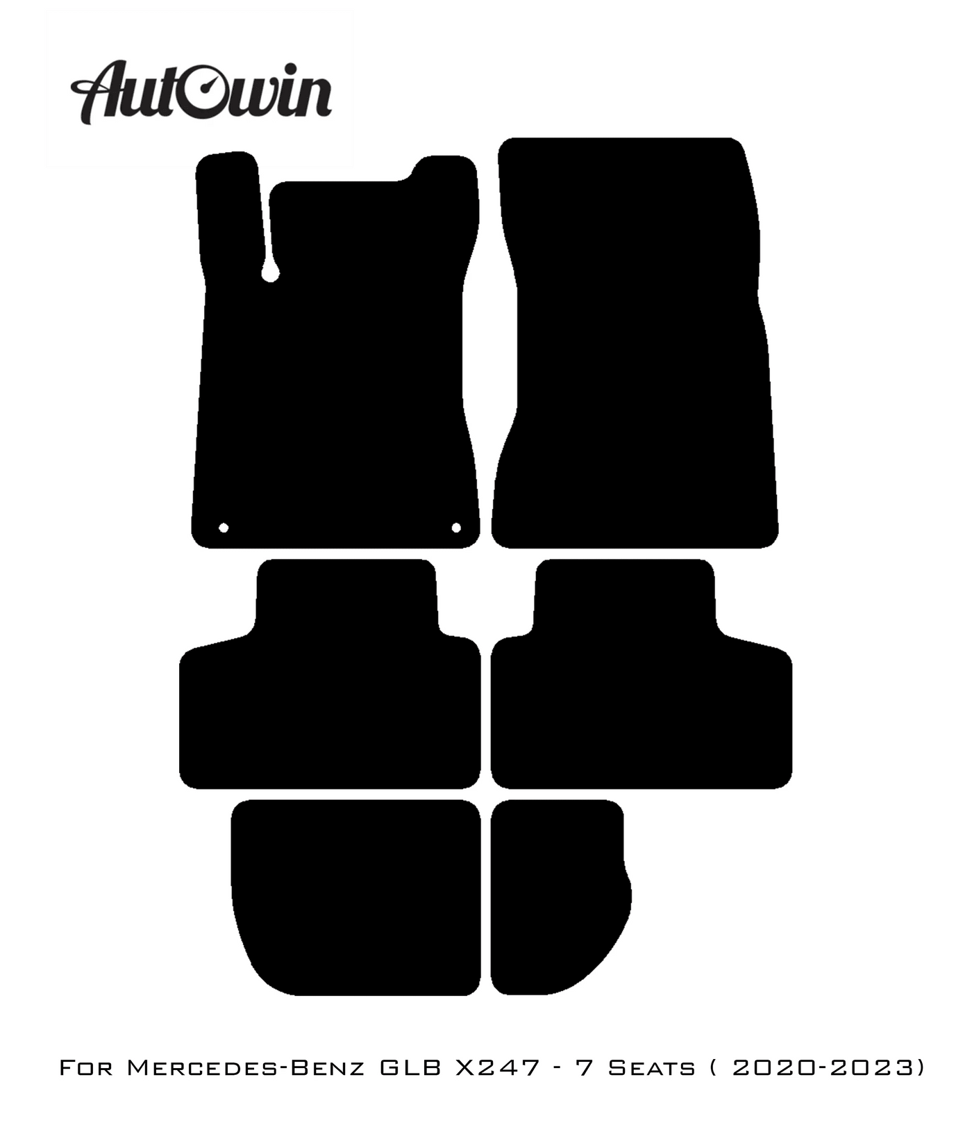 Black Luxury Floor Mats For Mercedes Benz GLB-Class X247 (2020-2023) | ER56 Design - AutoWin