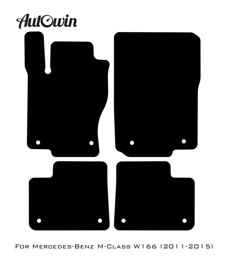 Black Luxury Floor Mats For Mercedes Benz M-Class W166 (2011-2015) | ER56 Design - AutoWin