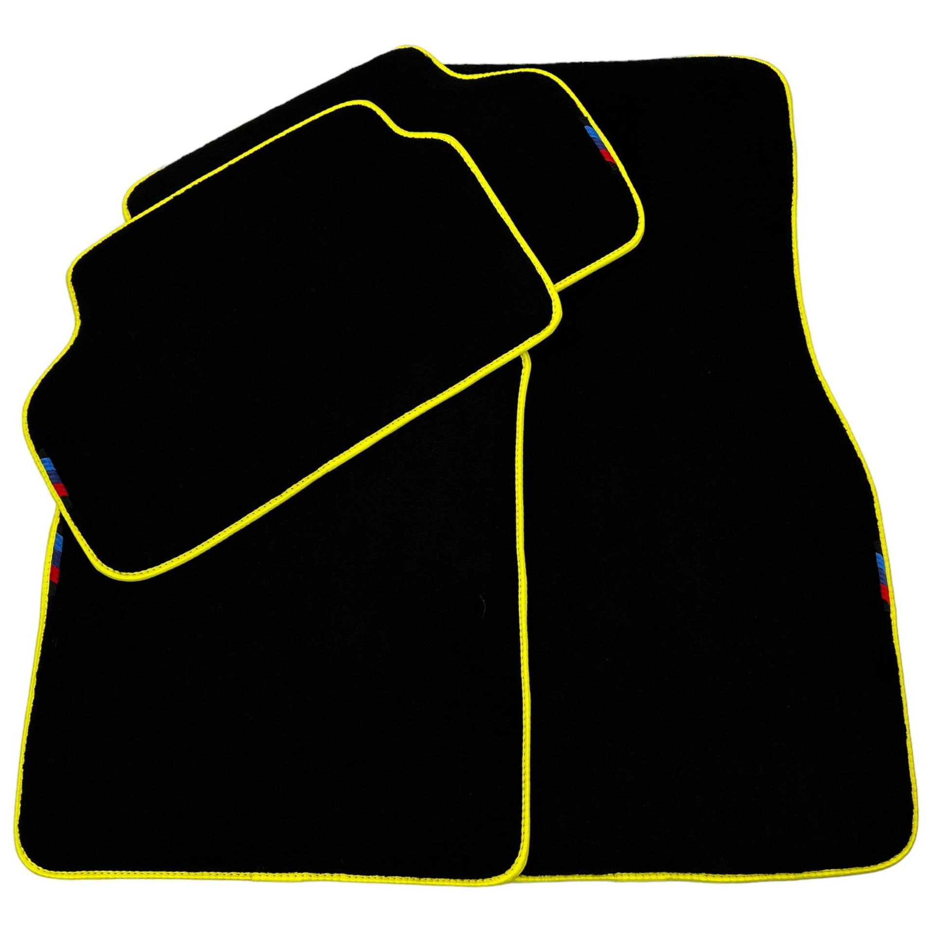 Black Mats For BMW 1 Series E88 Convertible | Yellow Trim - AutoWin