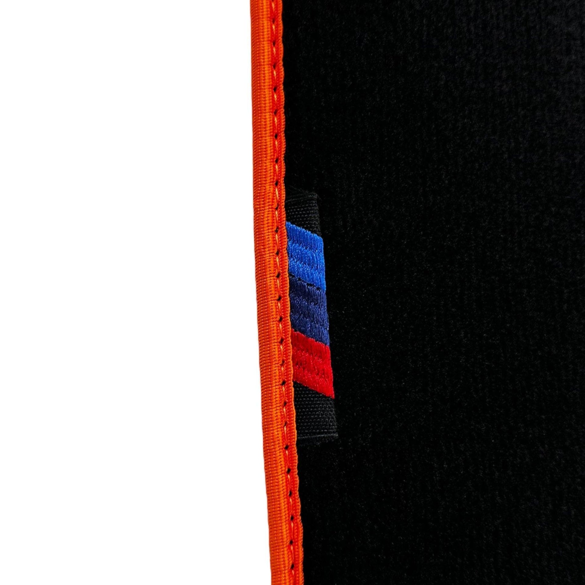 Black Mats For BMW 5 Series E34 Sedan | Orange Trim - AutoWin