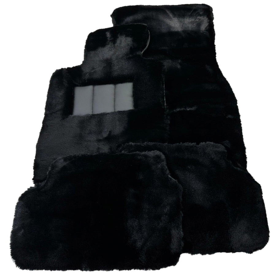 Black Sheepskin Floor Mats For BMW X5M E70 SUV No Steps Edition - AutoWin