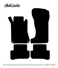 Black Sheepskin Floor Mats For Mercedes Benz C-Class S203 Estate 4Matic (2001-2007) | ER56 Design - AutoWin