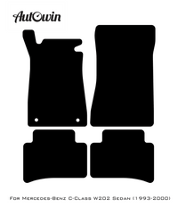 Black Sheepskin Floor Mats For Mercedes Benz C-Class W202 Sedan (1993-2000) | ER56 Design - AutoWin
