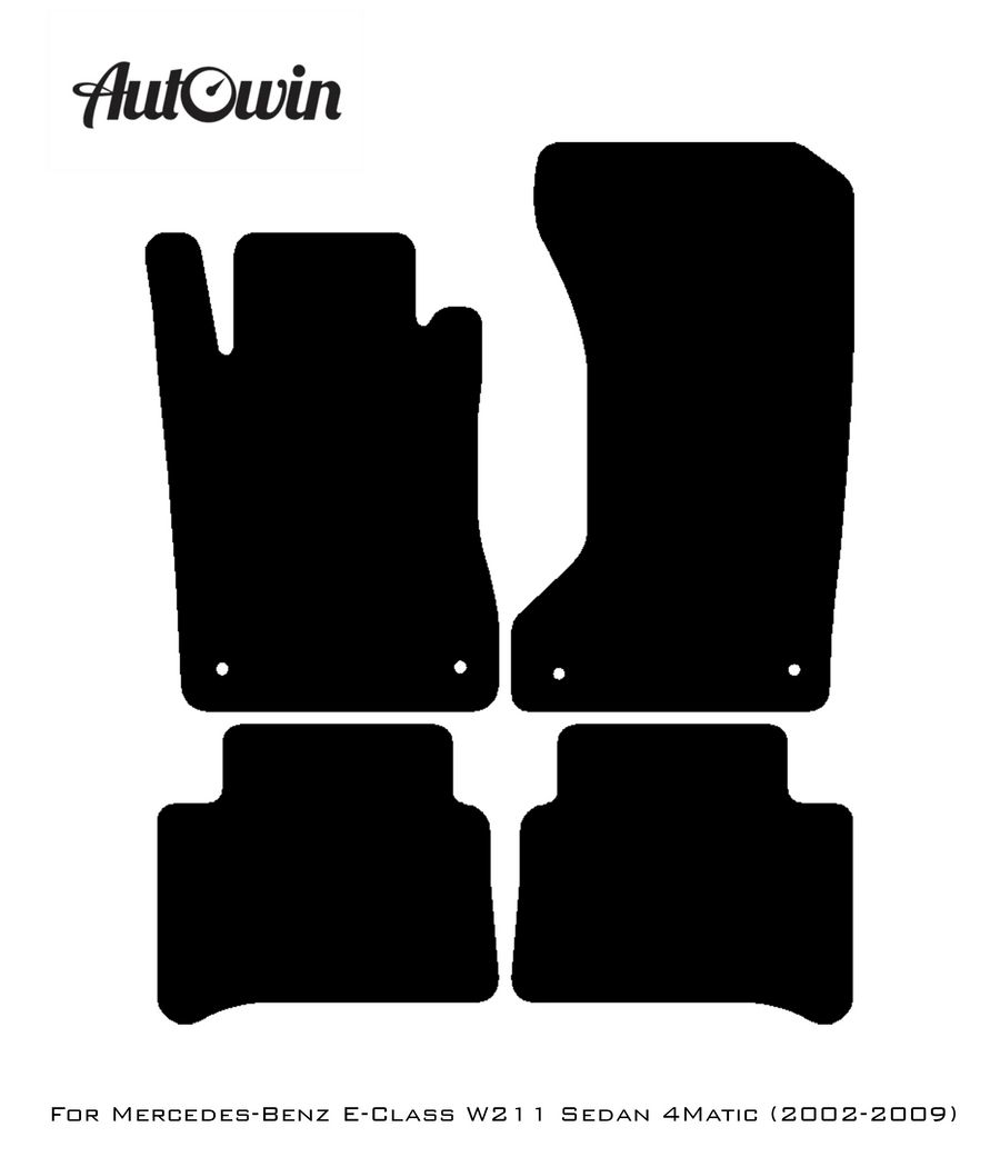 Black Sheepskin Floor Mats For Mercedes Benz E-Class W211 Sedan 4Matic (2002-2009) | ER56 Design - AutoWin