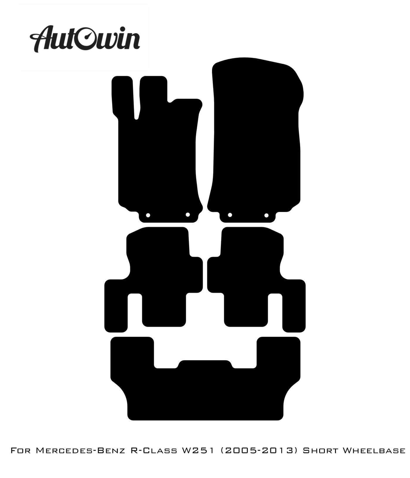 Black Sheepskin Floor Mats For Mercedes Benz R-Class W251 (2005-2013) Short Wheelbase | ER56 Design - AutoWin