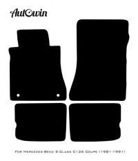 Black Sheepskin Floor Mats For Mercedes Benz S-Class C126 Coupe (1981-1991) | ER56 Design - AutoWin