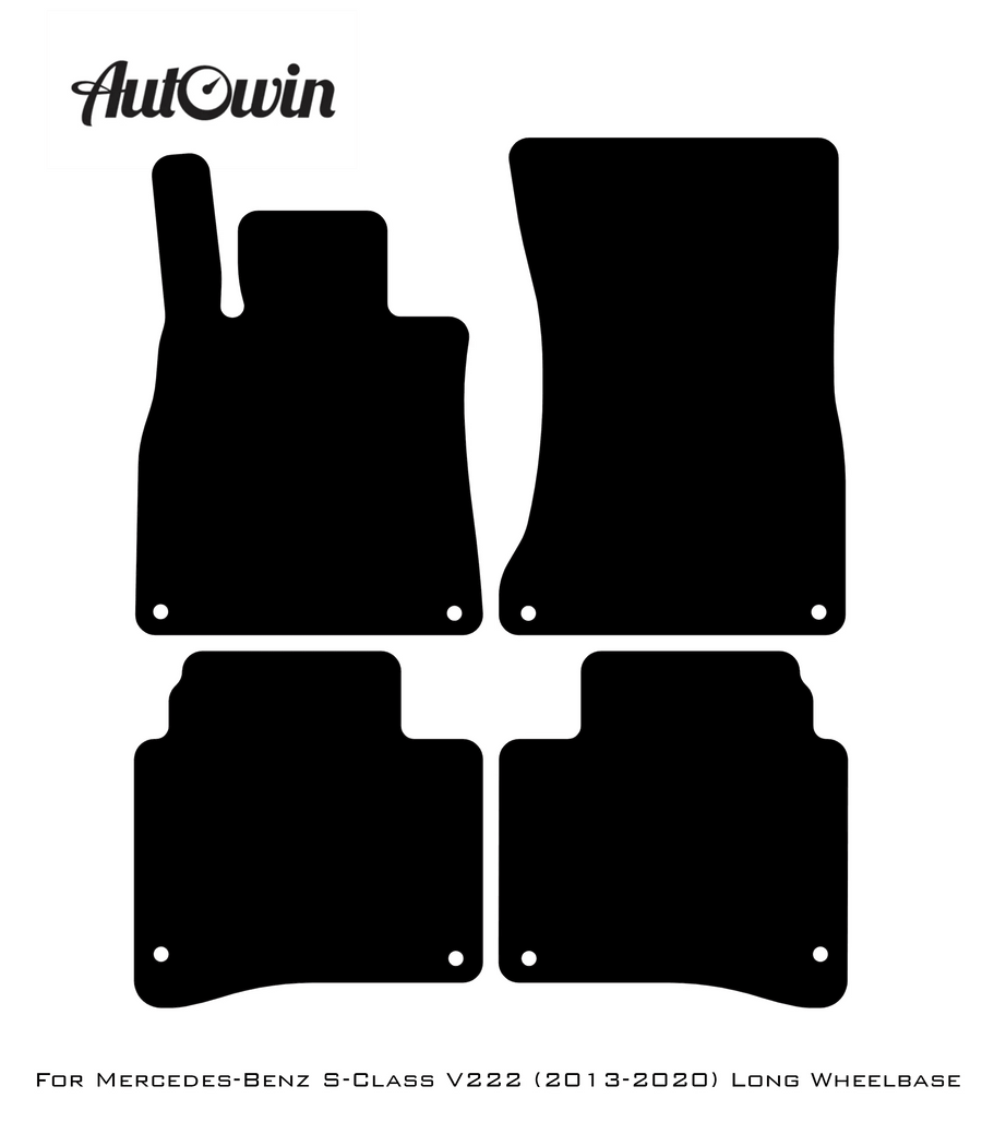 Black Sheepskin Floor Mats For Mercedes Benz S-Class V222 (2013-2020) Long Wheelbase | ER56 Design - AutoWin