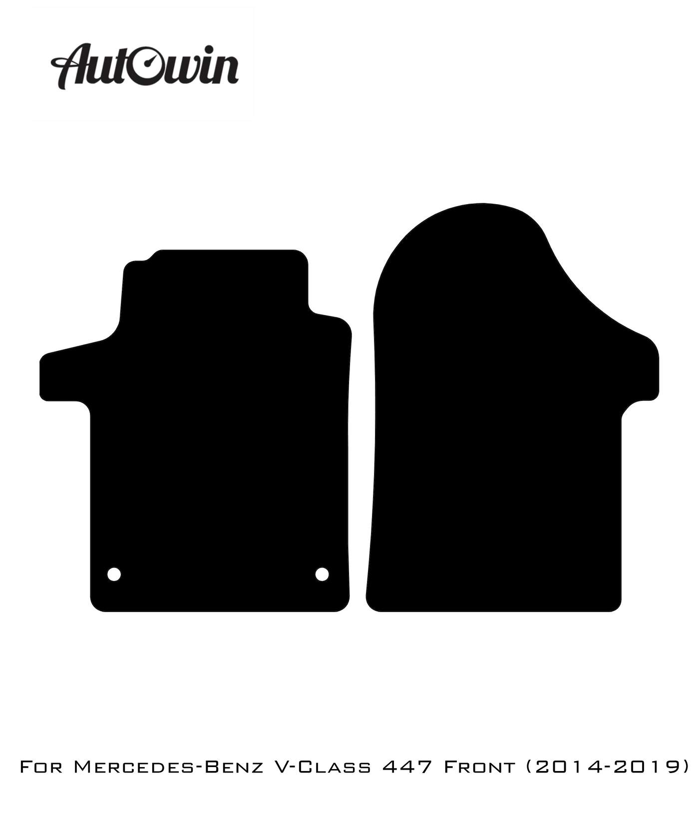 Black Sheepskin Floor Mats For Mercedes Benz V-Class 447 Front (2014-2019) | ER56 Design - AutoWin