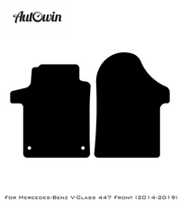 Black Sheepskin Floor Mats For Mercedes Benz V-Class 447 Front (2014-2019) | ER56 Design - AutoWin