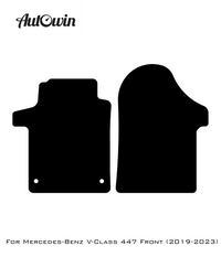 Black Sheepskin Floor Mats For Mercedes Benz V-Class 447 Front (2019-2023) | ER56 Design - AutoWin