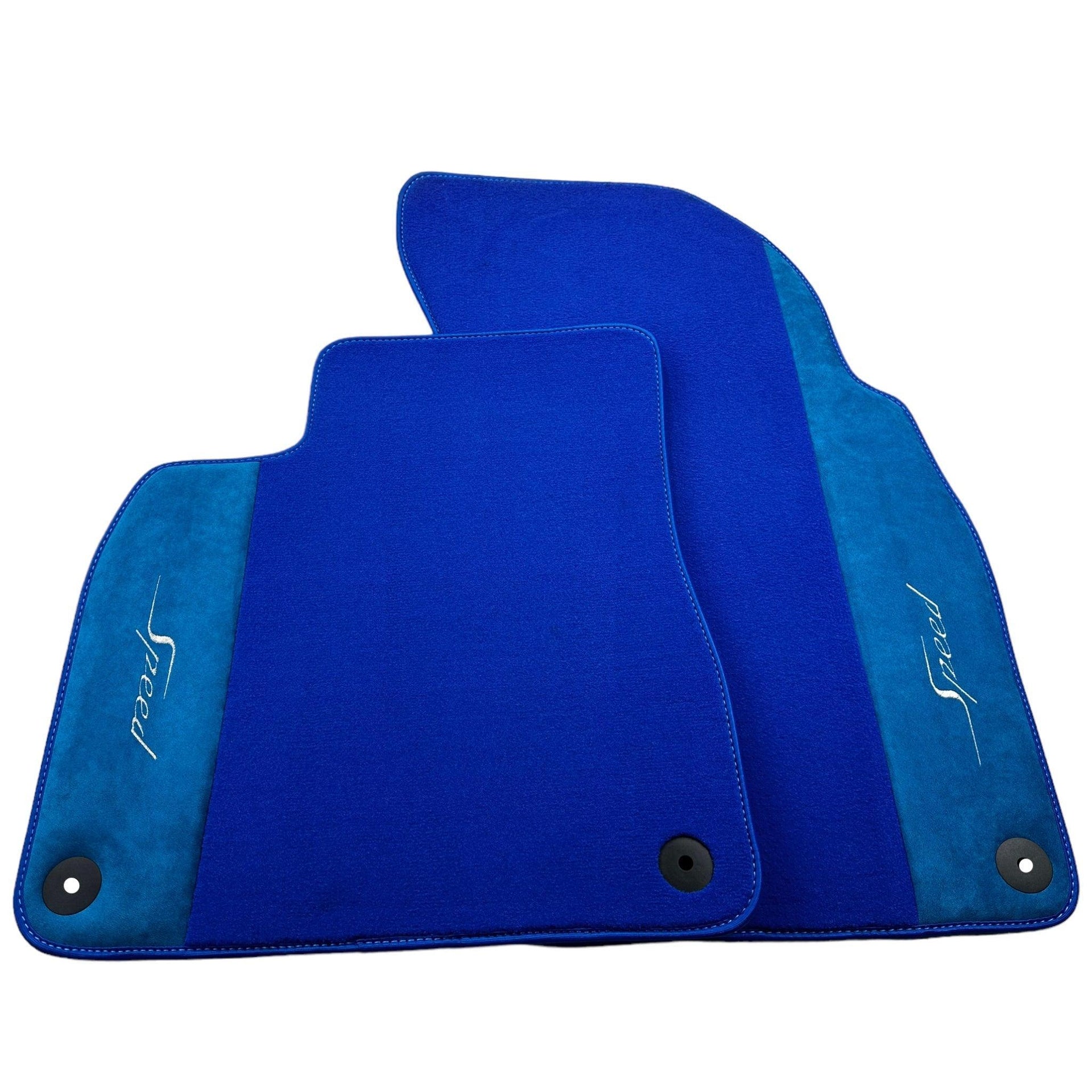 Blue Floor Mats For Bentley Flying Spur (2013-2019) with Alcantara Leather - AutoWin