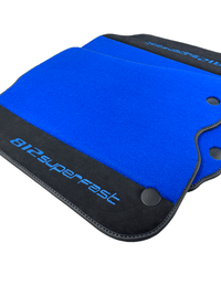 Blue Floor Mats For Ferrari 812 Superfast With Alcantara Leather - AutoWin