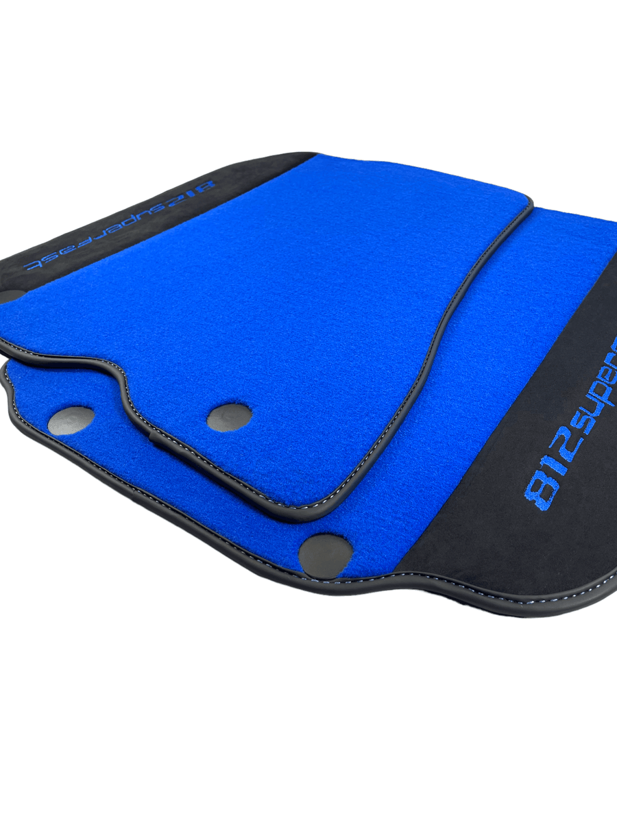Blue Floor Mats For Ferrari 812 Superfast With Alcantara Leather - AutoWin
