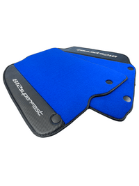 Blue Floor Mats For Ferrari 812 Superfast With Carbon Fiber Leather - AutoWin