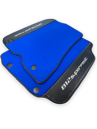 Blue Floor Mats For Ferrari 812 Superfast With Carbon Fiber Leather - AutoWin
