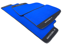 Blue Floor Mats For Tesla Model 3 With Alcantara Leather - AutoWin