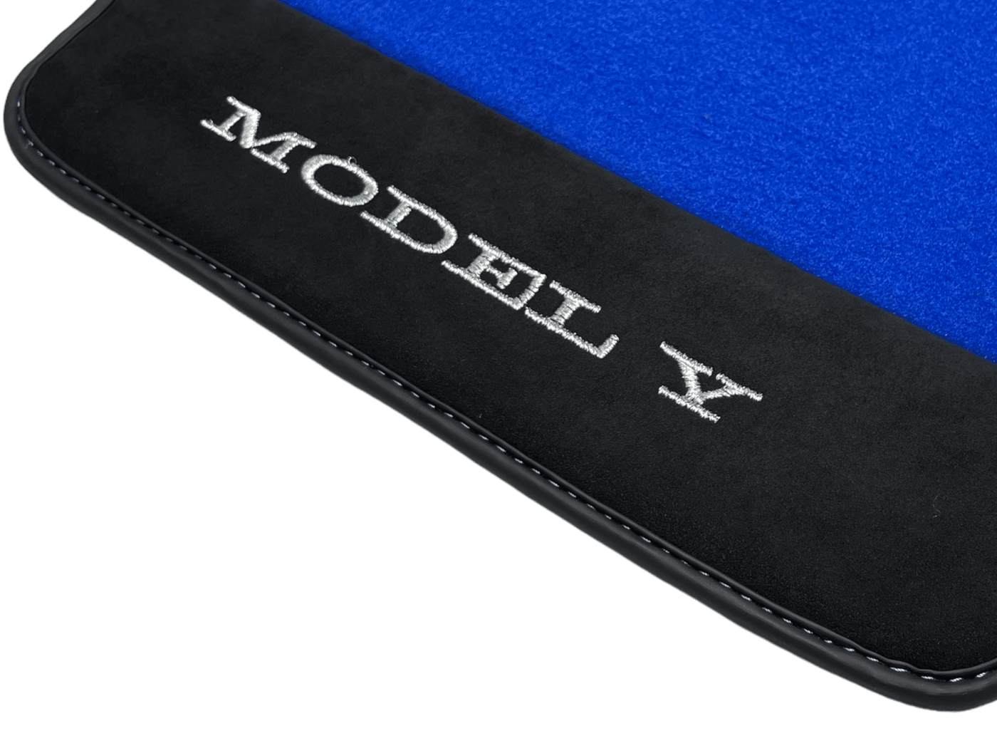 Blue Floor Mats For Tesla Model Y With Alcantara Leather - AutoWin