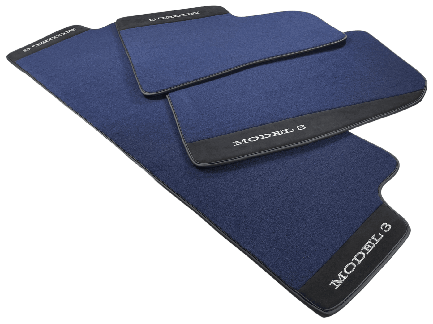 Dark Blue Floor Mats For Tesla Model 3 With Alcantara Leather - AutoWin