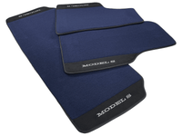 Dark Blue Floor Mats For Tesla Model S With Alcantara Leather - AutoWin