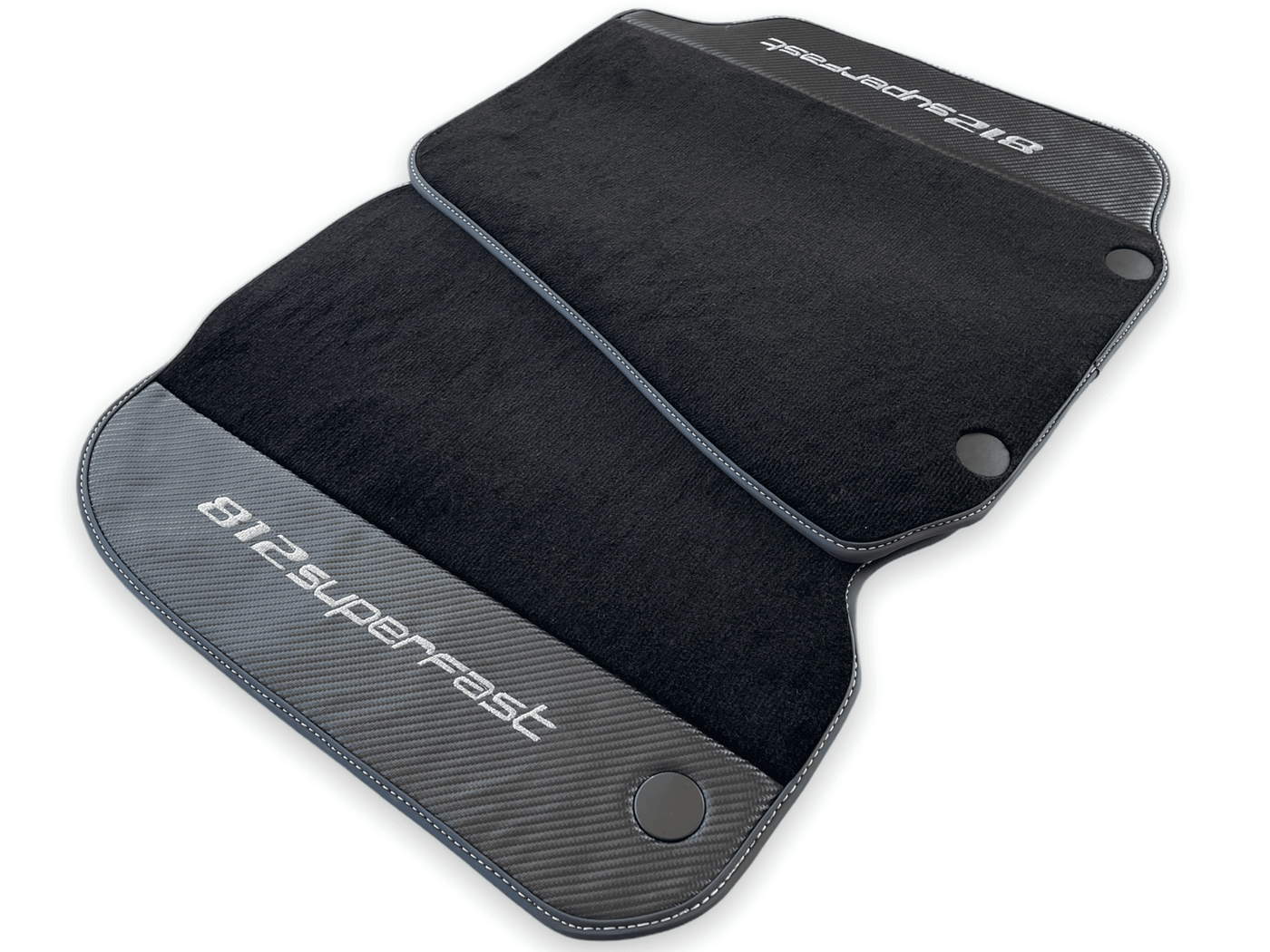 Floor Mats For Ferrari 812 Superfast Carbon Fiber And Black Carpet - AutoWin