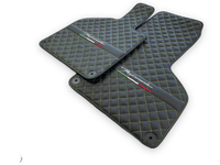 Black Leather Floor Mats for Lamborghini Huracan Perfomante | Green Stitching - AutoWin