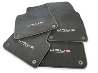 Floor Mats For Lamborghini Urus Alcantara Leather With Yellow Stitching - AutoWin