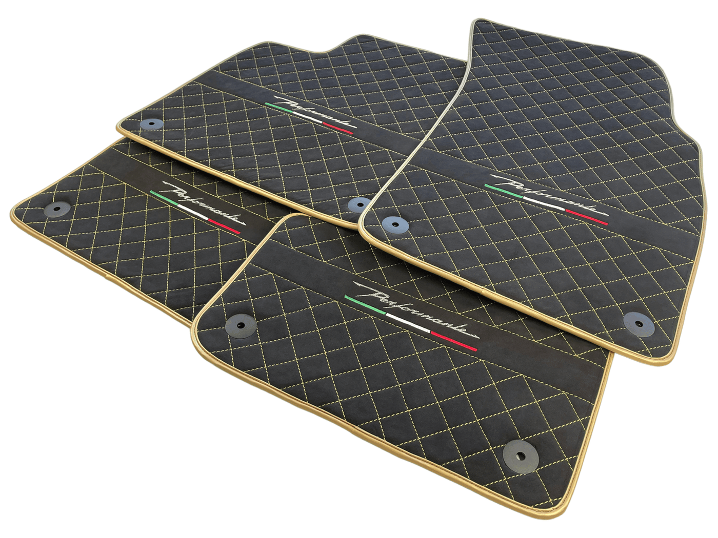 Lamborghini Urus Alcantara Leather Floor Mats with Gold Trim