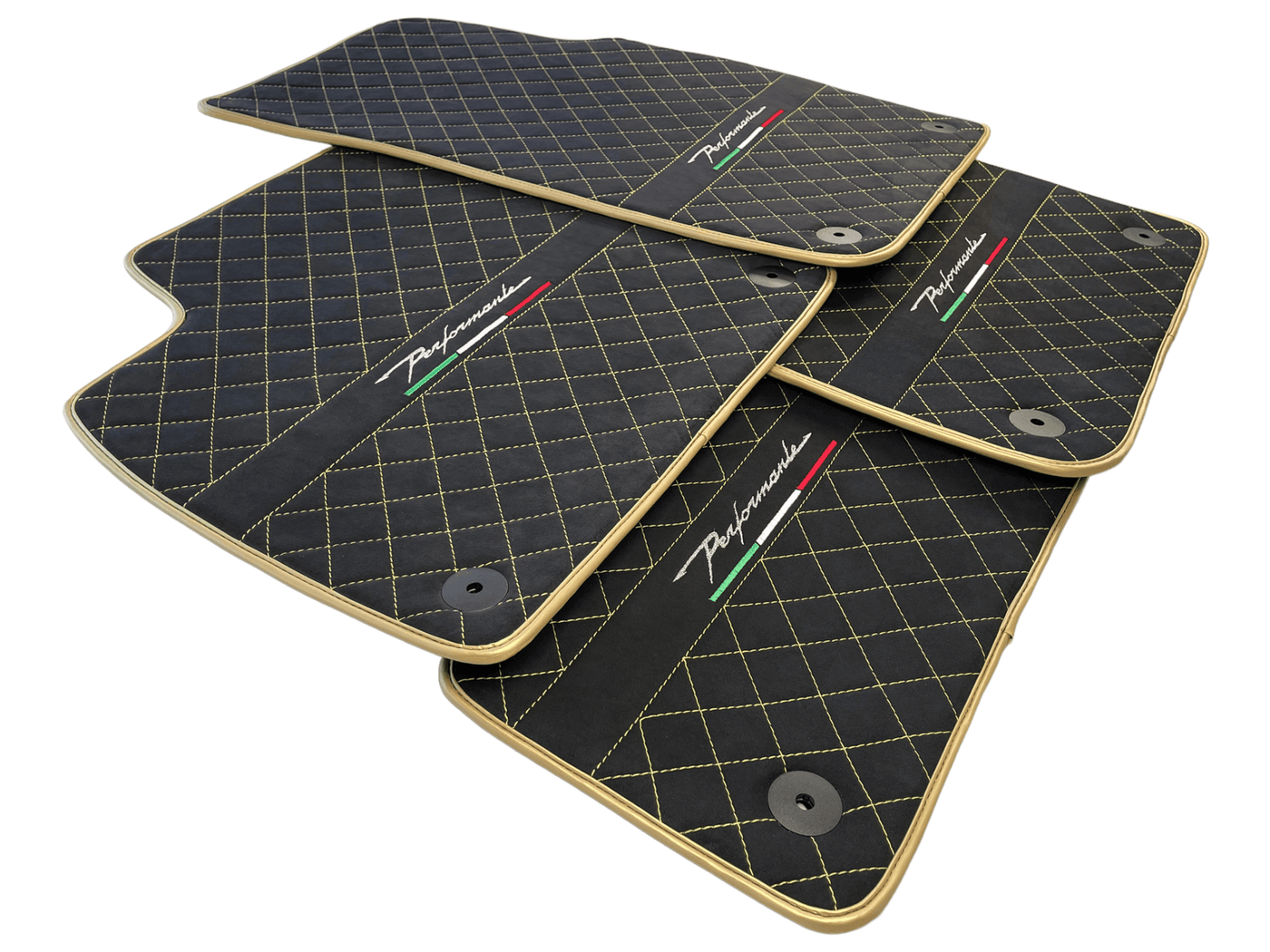 Lamborghini Urus Alcantara Leather Floor Mats with Gold Trim