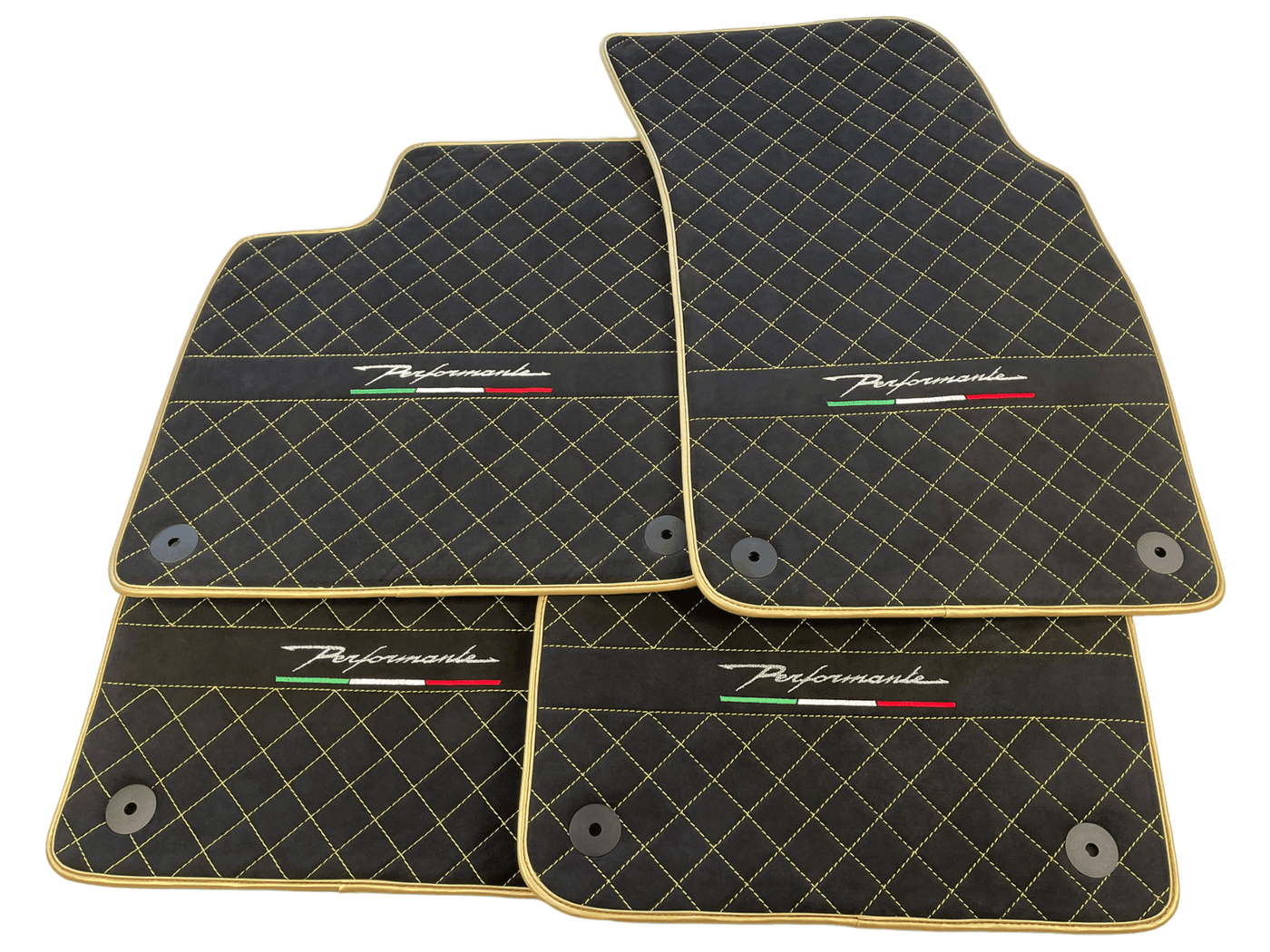 Lamborghini Urus Alcantara Leather Floor Mats with Gold Trim