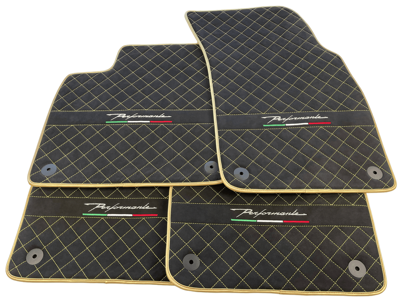 Lamborghini Urus Alcantara Leather Floor Mats with Gold Trim