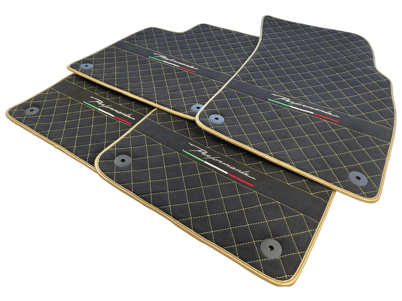 Lamborghini Urus Alcantara Leather Floor Mats with Gold Trim