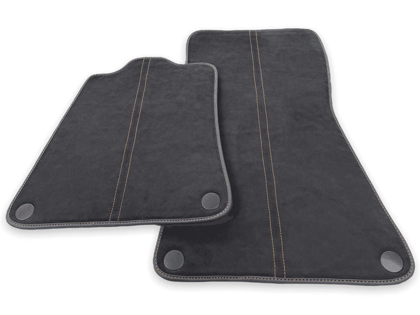 Floor Mats For McLaren 600LT (2018-2020) Alcantara Black Tailored Carpets With Orange Sewing - AutoWin