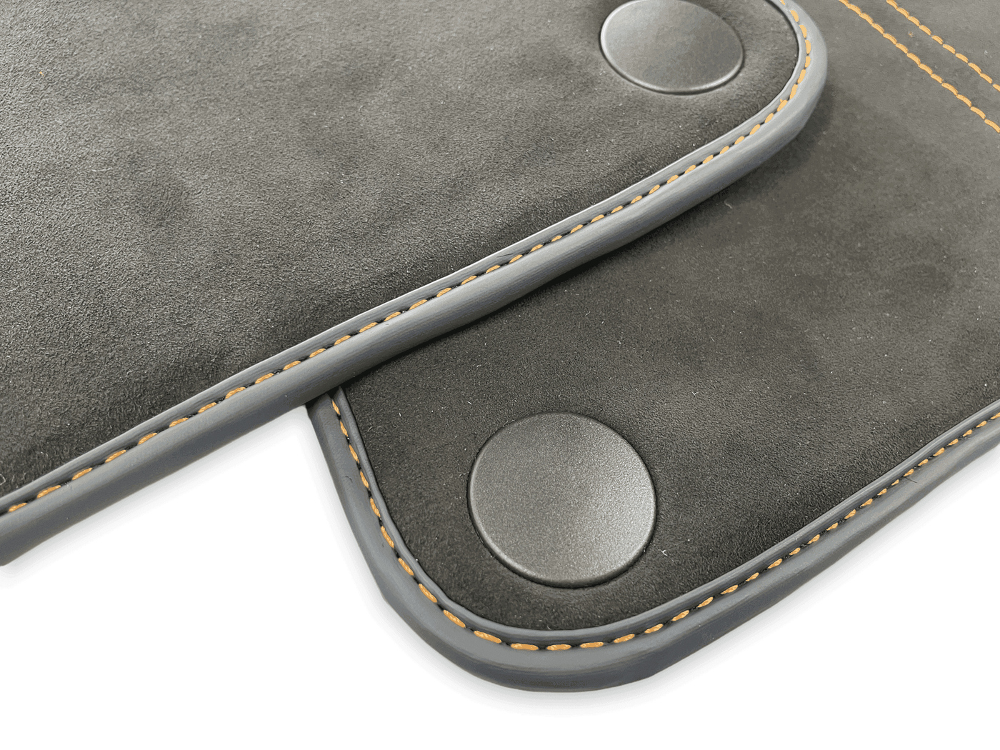 Floor Mats For McLaren 600LT (2018-2020) Alcantara Black Tailored Carpets With Orange Sewing - AutoWin