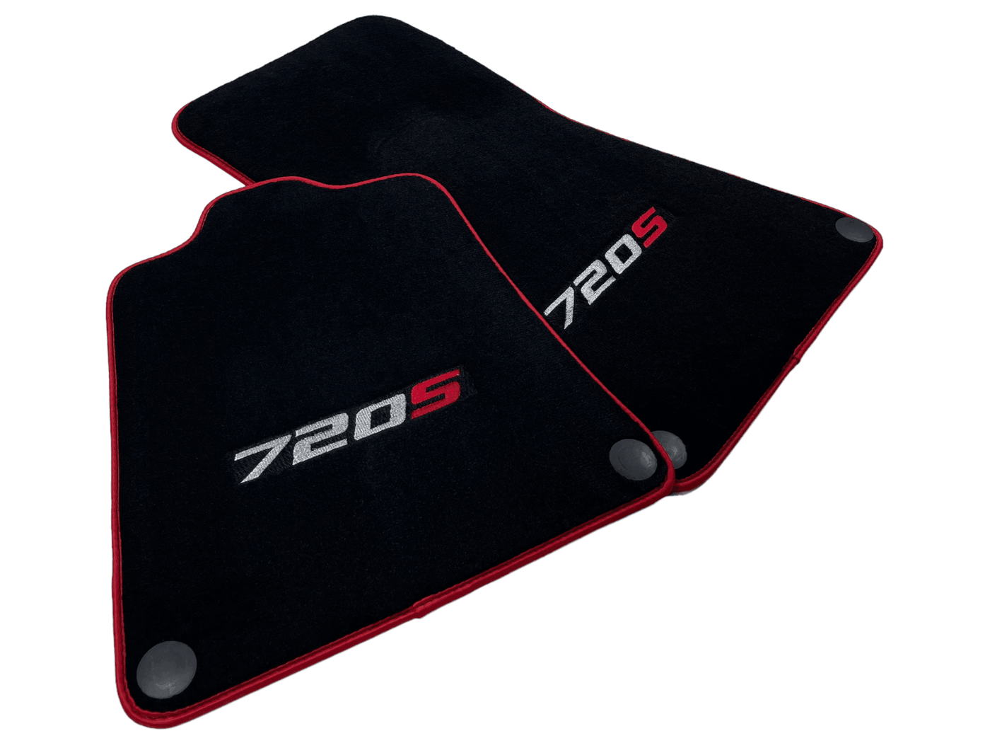 Floor Mats For McLaren 720S Black Tailored With Red Trim - AutoWin