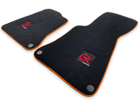 Floor Mats For McLaren MP4 12C Black Tailored Carpets Orange Trim - AutoWin