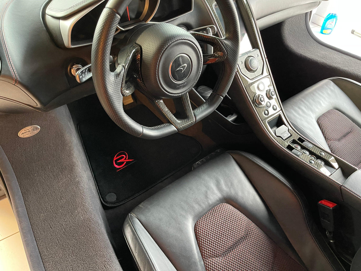 Floor Mats For McLaren MP4 12C Black Tailored Carpets Orange Trim - AutoWin