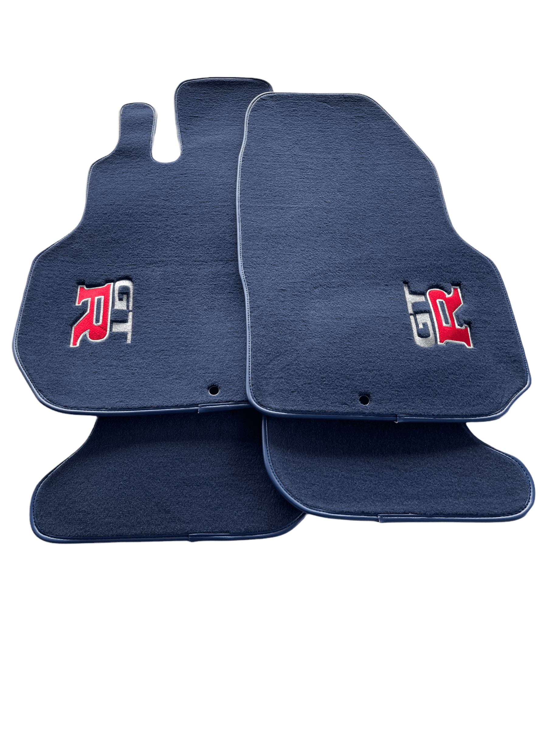 Floor Mats for Nissan GT-R Tailored Dark Blue Carpets Set With GTR Emblem - AutoWin