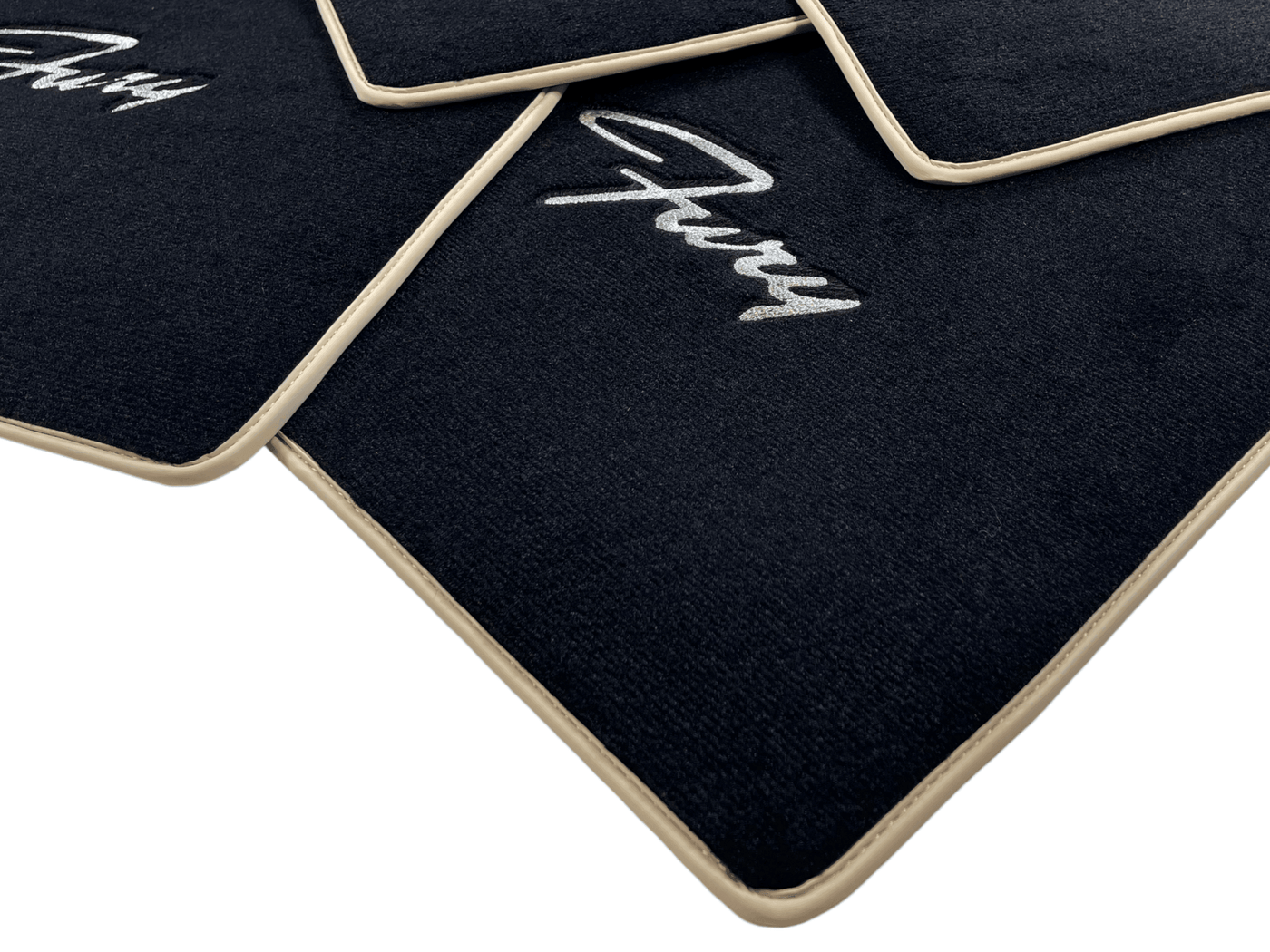 Floor Mats For Plymouth Fury 1957-1968 Black With Beige Trim - AutoWin