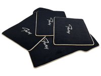 Floor Mats For Plymouth Fury 1957-1968 Black With Beige Trim - AutoWin