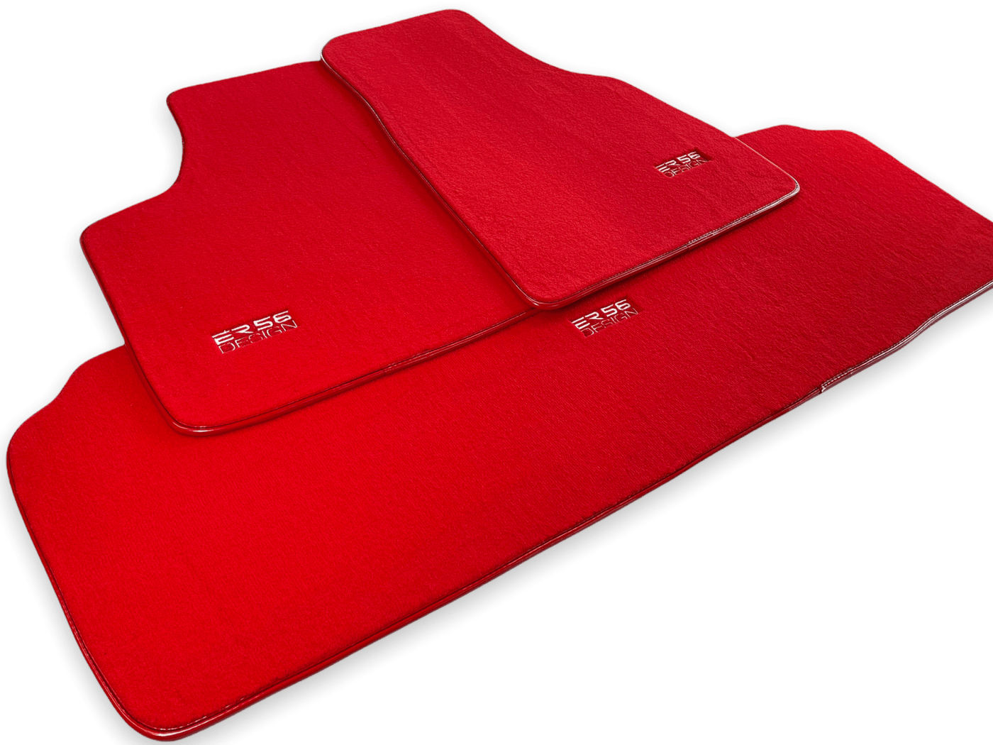Floor Mats For Tesla Model X (6 Seats) Red Tailored Carpets ER56 Design - AutoWin
