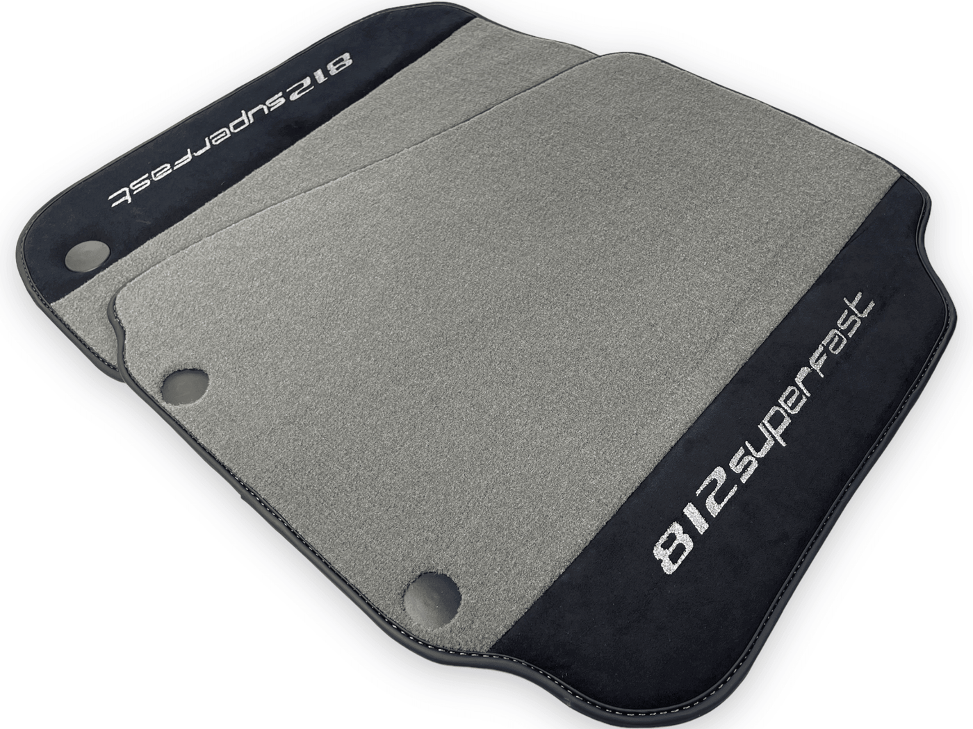 Gray Floor Mats For Ferrari 812 Superfast With Alcantara Leather - AutoWin