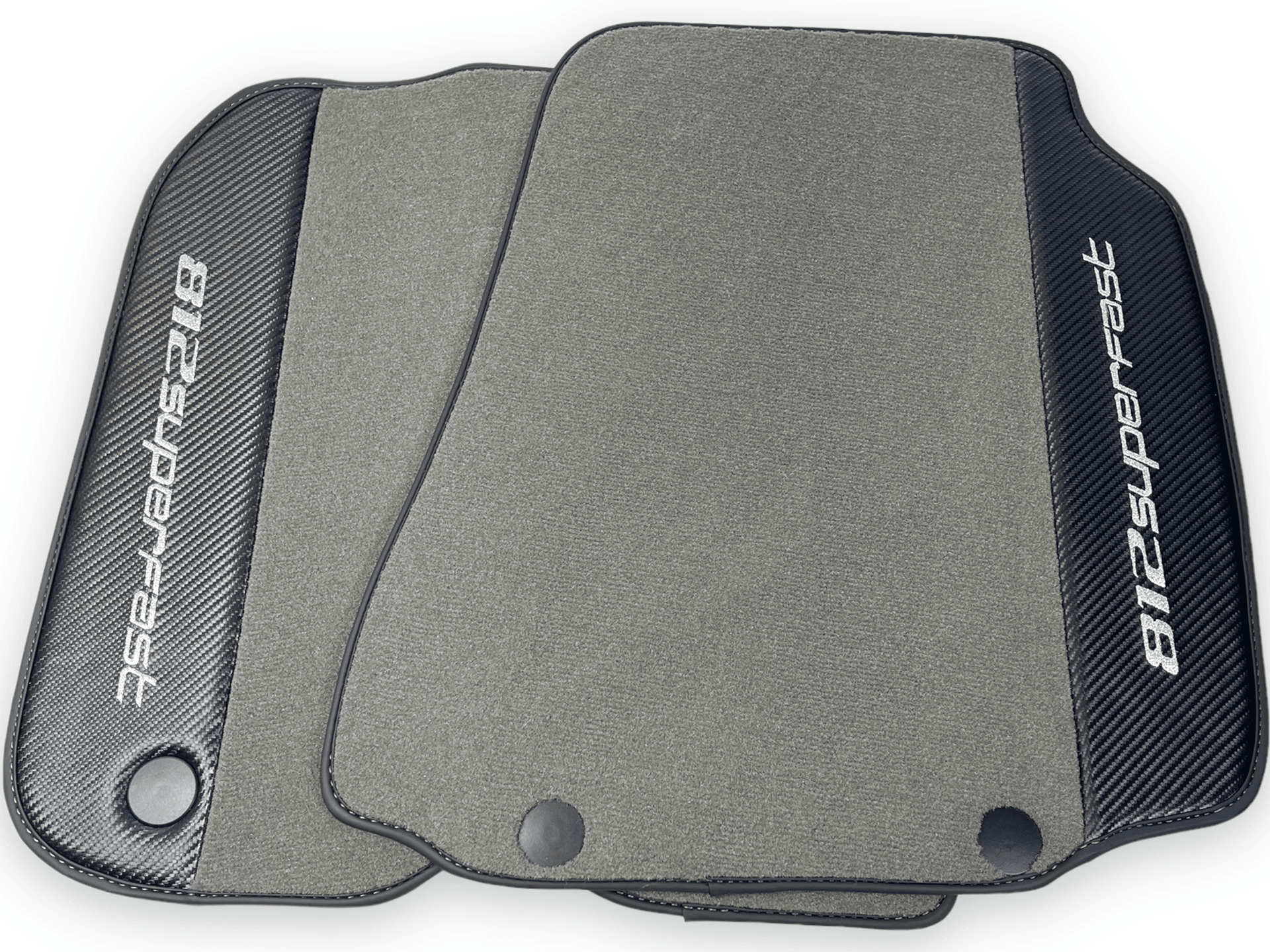 Gray Floor Mats For Ferrari 812 Superfast With Carbon Fiber Leather - AutoWin