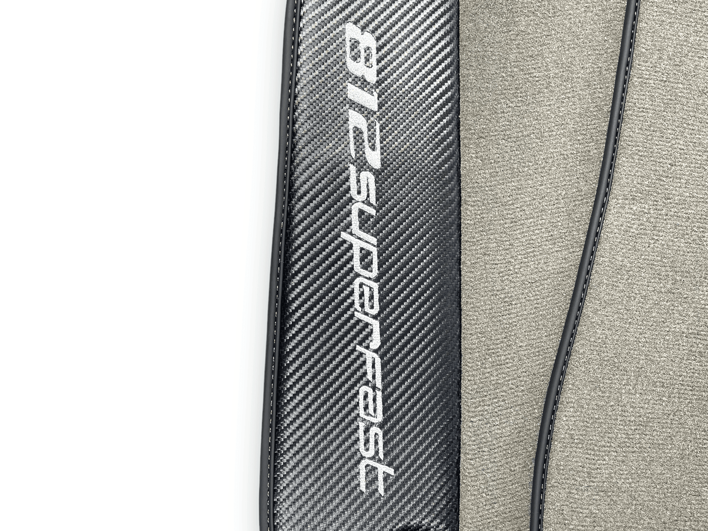 Gray Floor Mats For Ferrari 812 Superfast With Carbon Fiber Leather - AutoWin