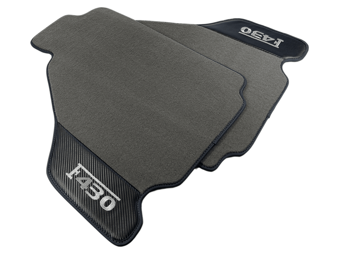 Gray Floor Mats For Ferrari F430 2004-2009 With Carbon Fiber Leather - AutoWin